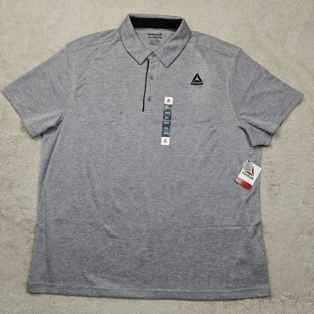 Reebok Performance Polo Shirt Men's 3XL Golf Tennis Classic Fit Gray NWT